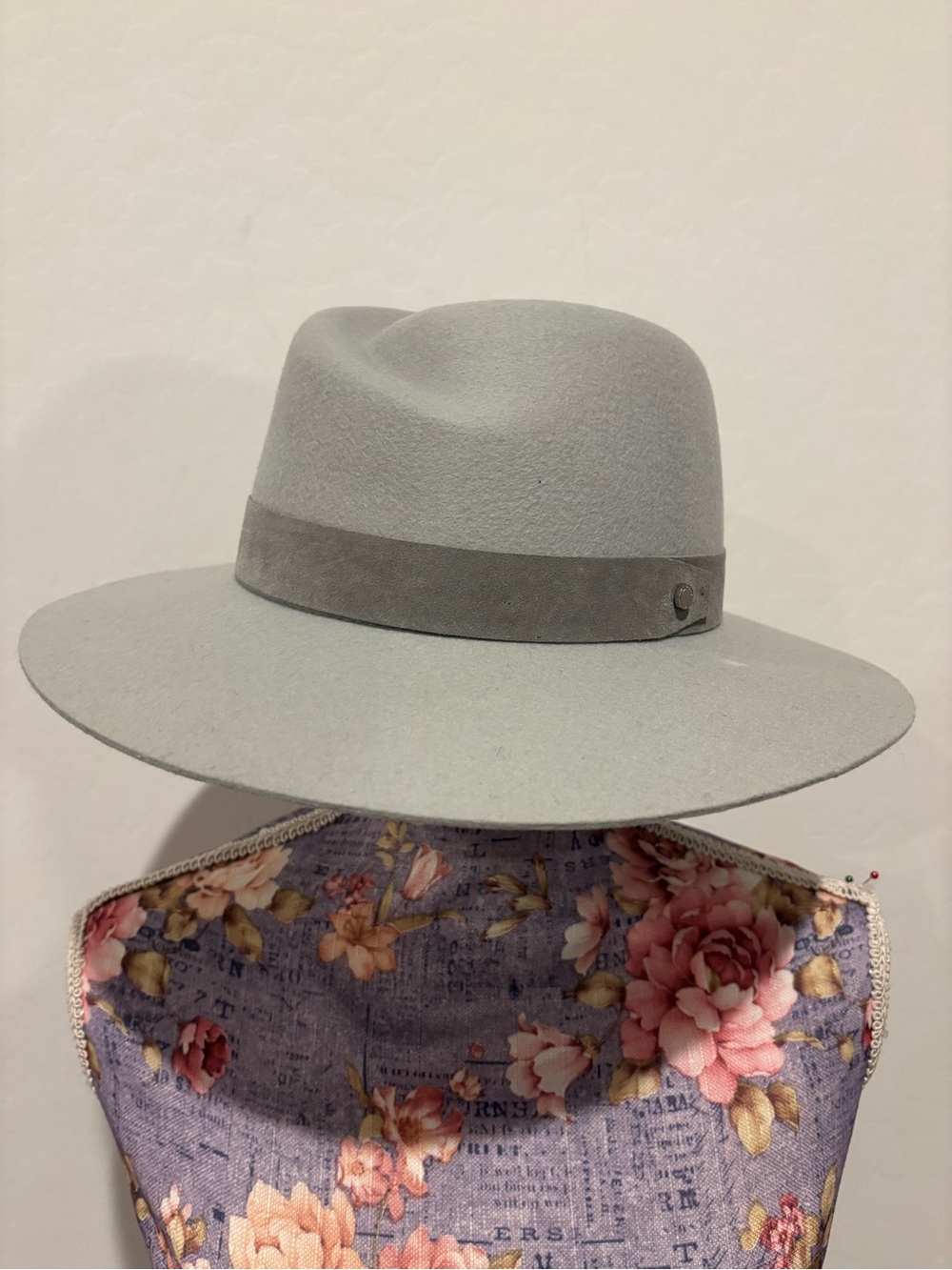 Rag & Bone Zoe Women’s Light Gray Wide Brim Wool Fedora Hat